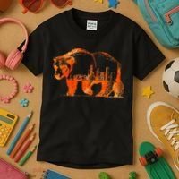 Walking Bear Silhouette Downtown Chicago City Skyline Gift Kids T-Shirt thumb 3