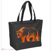 Walking Bear Silhouette Downtown Chicago City Skyline Gift Tote Bag thumb 2