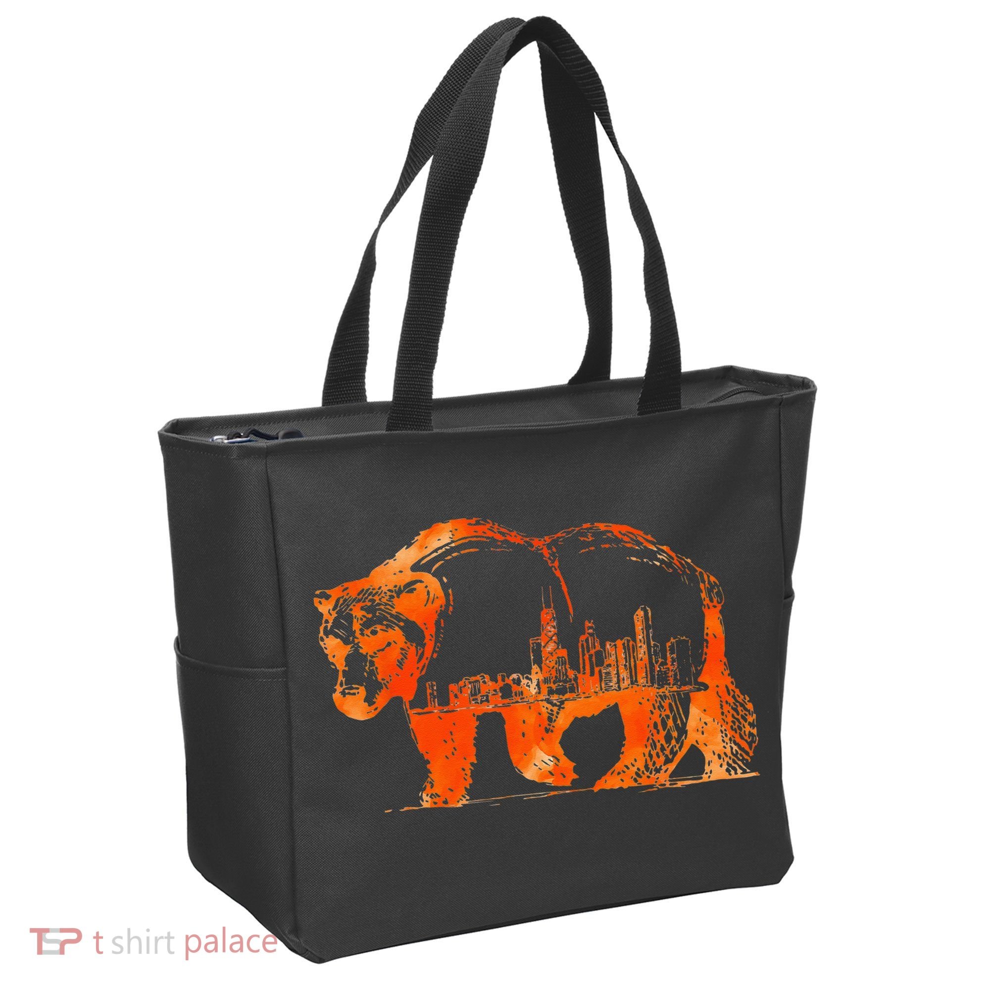 Walking Bear Silhouette Downtown Chicago City Skyline Gift Tote Bag