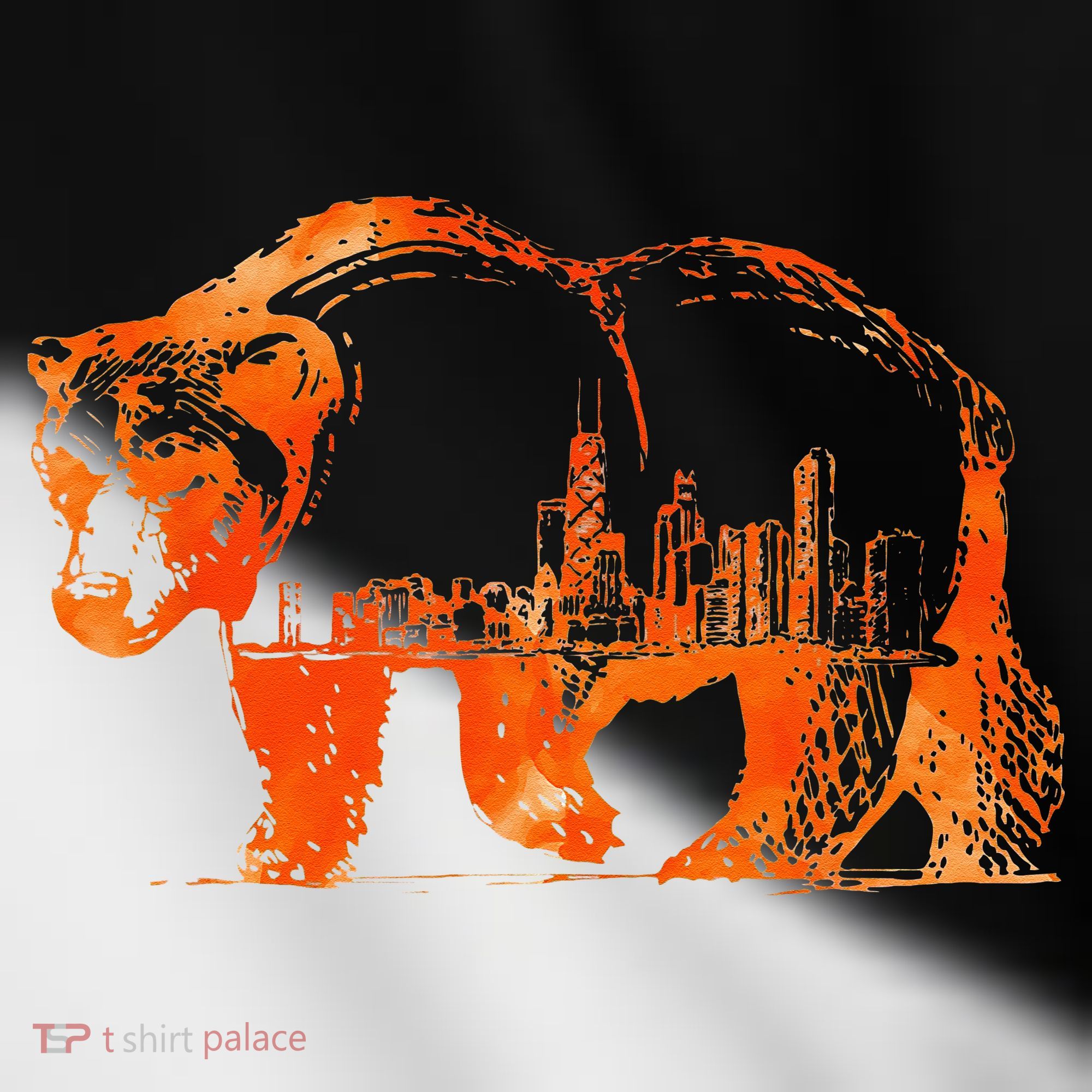 Walking Bear Silhouette Downtown Chicago City Skyline Gift Toddler Fine Jersey T-Shirt