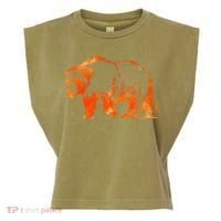 Walking Bear Silhouette Downtown Chicago City Skyline Gift Garment-Dyed Women's Muscle Tee thumb 0