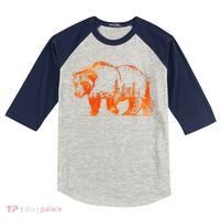 Walking Bear Silhouette Downtown Chicago City Skyline Gift Kids Colorblock Raglan Jersey thumb 0