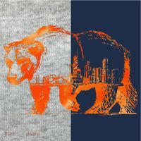 Walking Bear Silhouette Downtown Chicago City Skyline Gift Kids Colorblock Raglan Jersey thumb 2