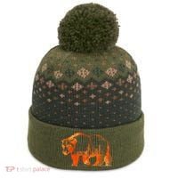 Walking Bear Silhouette Downtown Chicago City Skyline Gift The Baniff Cuffed Pom Beanie thumb 0