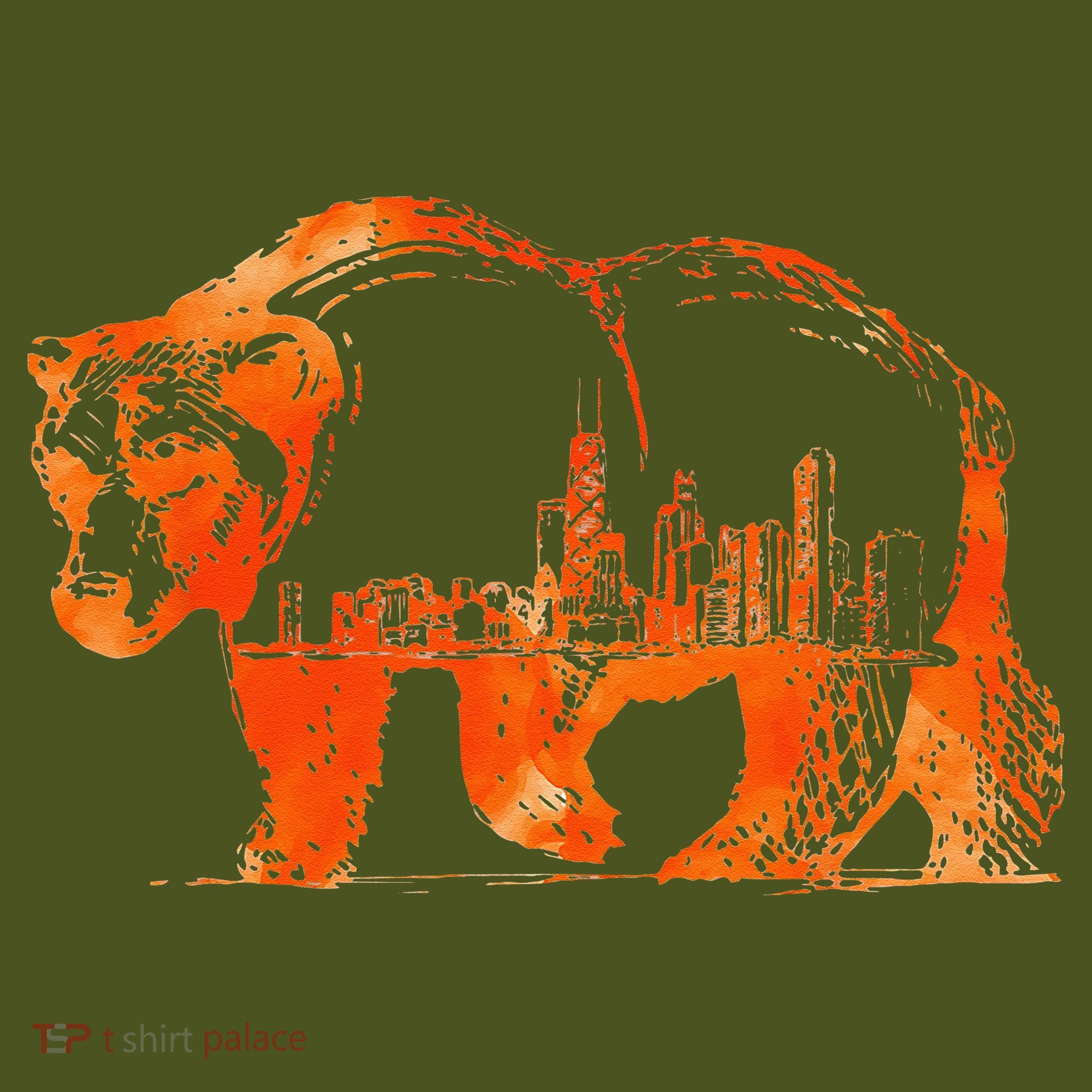 Walking Bear Silhouette Downtown Chicago City Skyline Gift The Baniff Cuffed Pom Beanie