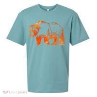 Walking Bear Silhouette Downtown Chicago City Skyline Gift Sueded Cloud Jersey T-Shirt thumb 0