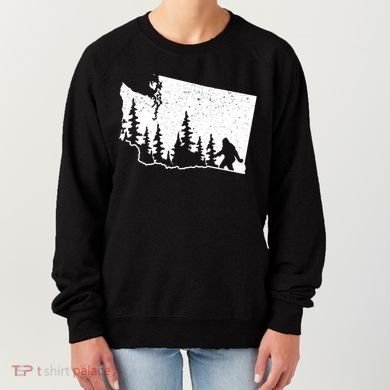 Washington Bigfoot Sasquatch Trees Silhouette State Pride Women's Sweatshirt