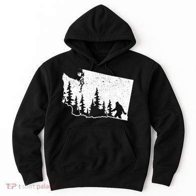 Washington Bigfoot Sasquatch Trees Silhouette State Pride Hoodie