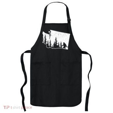 Washington Bigfoot Sasquatch Trees Silhouette State Pride Apron