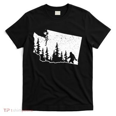 Washington Bigfoot Sasquatch Trees Silhouette State Pride T-Shirt
