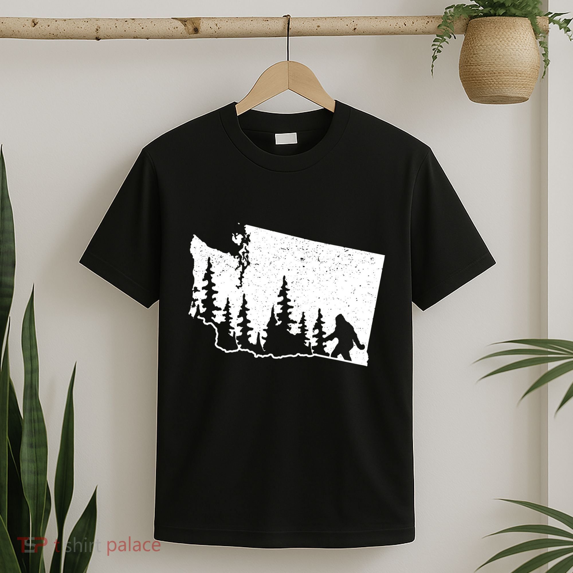 Washington Bigfoot Sasquatch Trees Silhouette State Pride T-Shirt