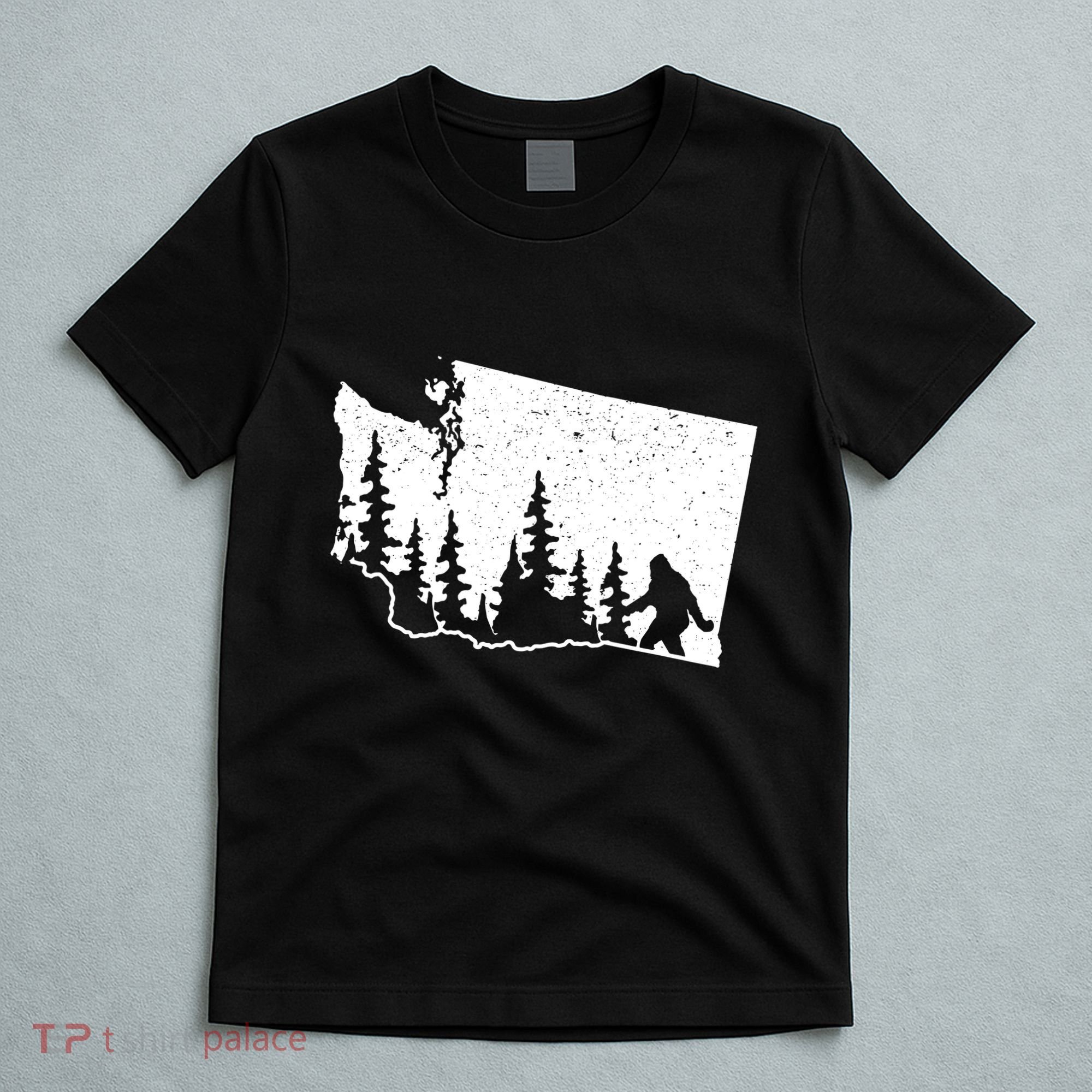 Washington Bigfoot Sasquatch Trees Silhouette State Pride T-Shirt
