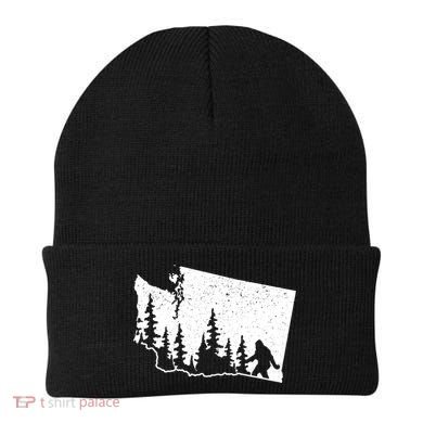 Washington Bigfoot Sasquatch Trees Silhouette State Pride Beanie