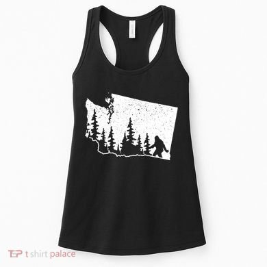 Washington Bigfoot Sasquatch Trees Silhouette State Pride Women's Tank Top