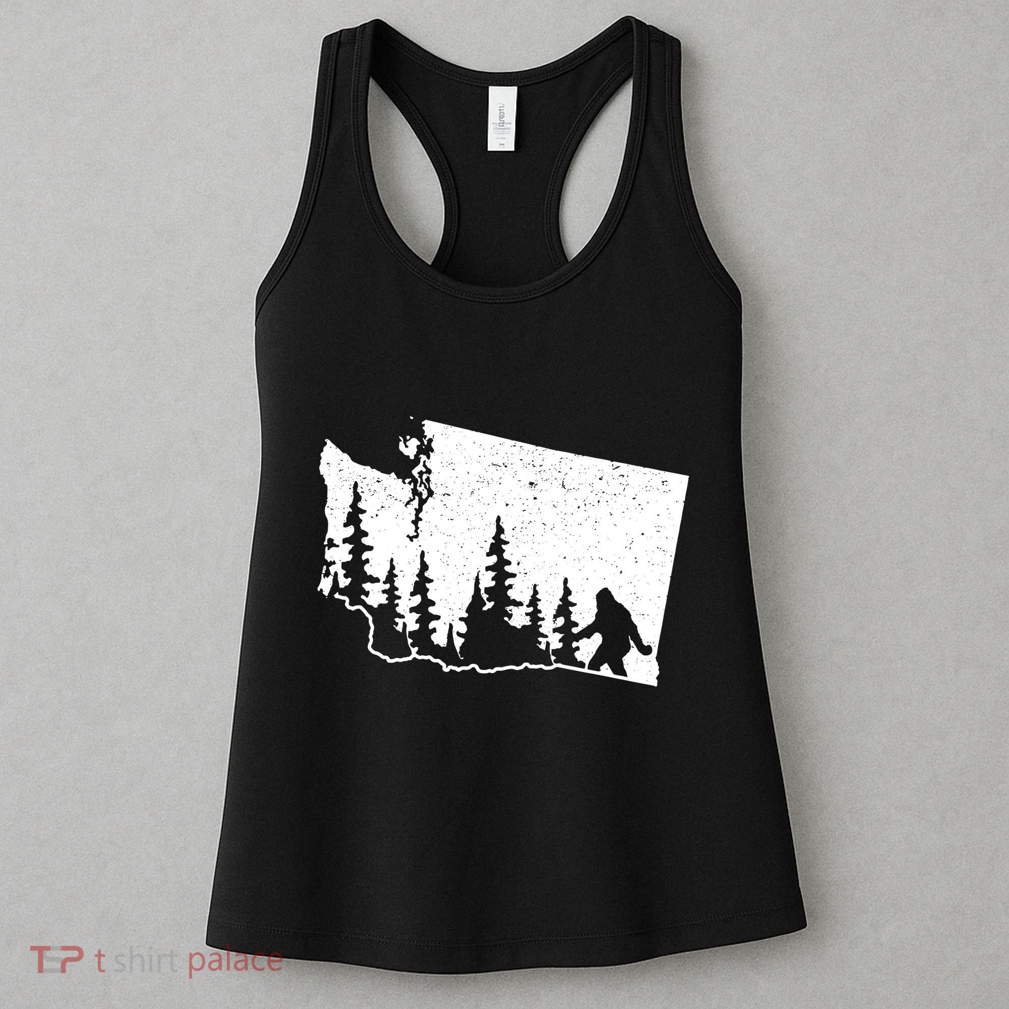 Washington Bigfoot Sasquatch Trees Silhouette State Pride Women's Tank Top