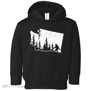 Washington Bigfoot Sasquatch Trees Silhouette State Pride Toddler Hoodie