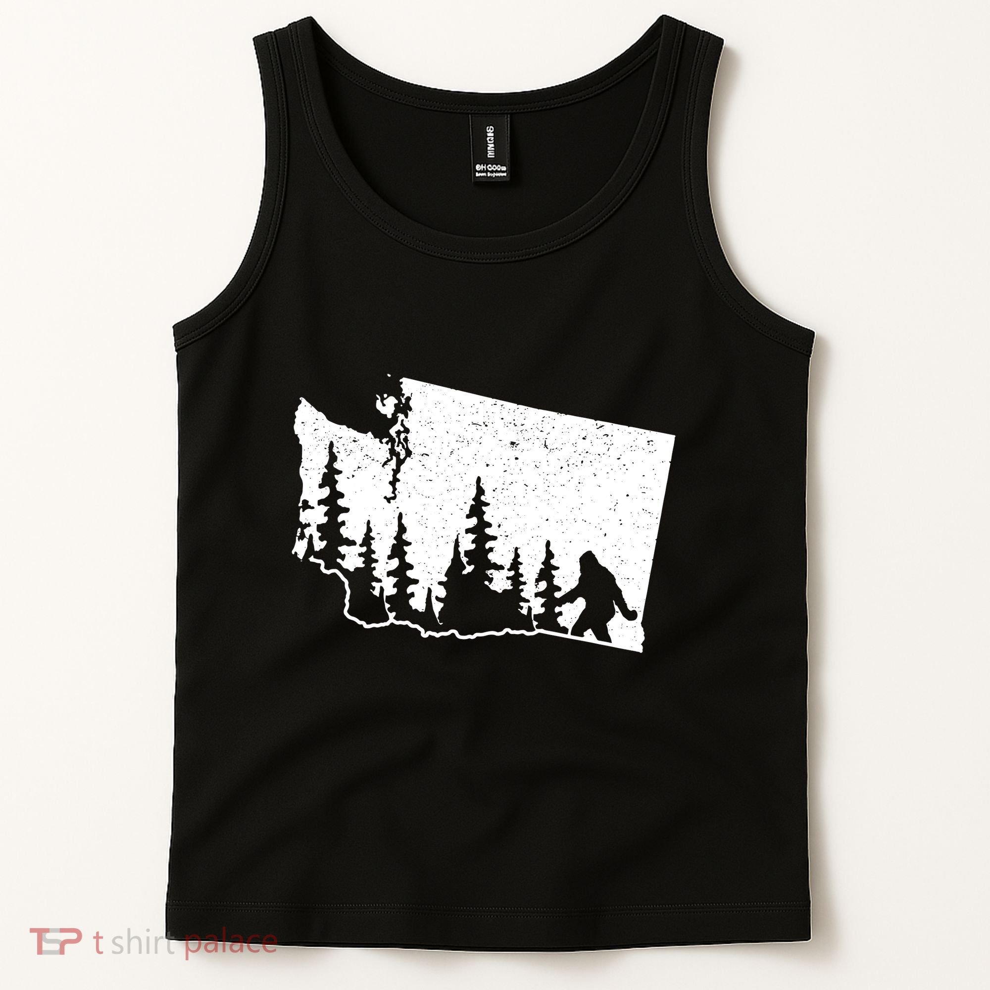 Washington Bigfoot Sasquatch Trees Silhouette State Pride Tank Top