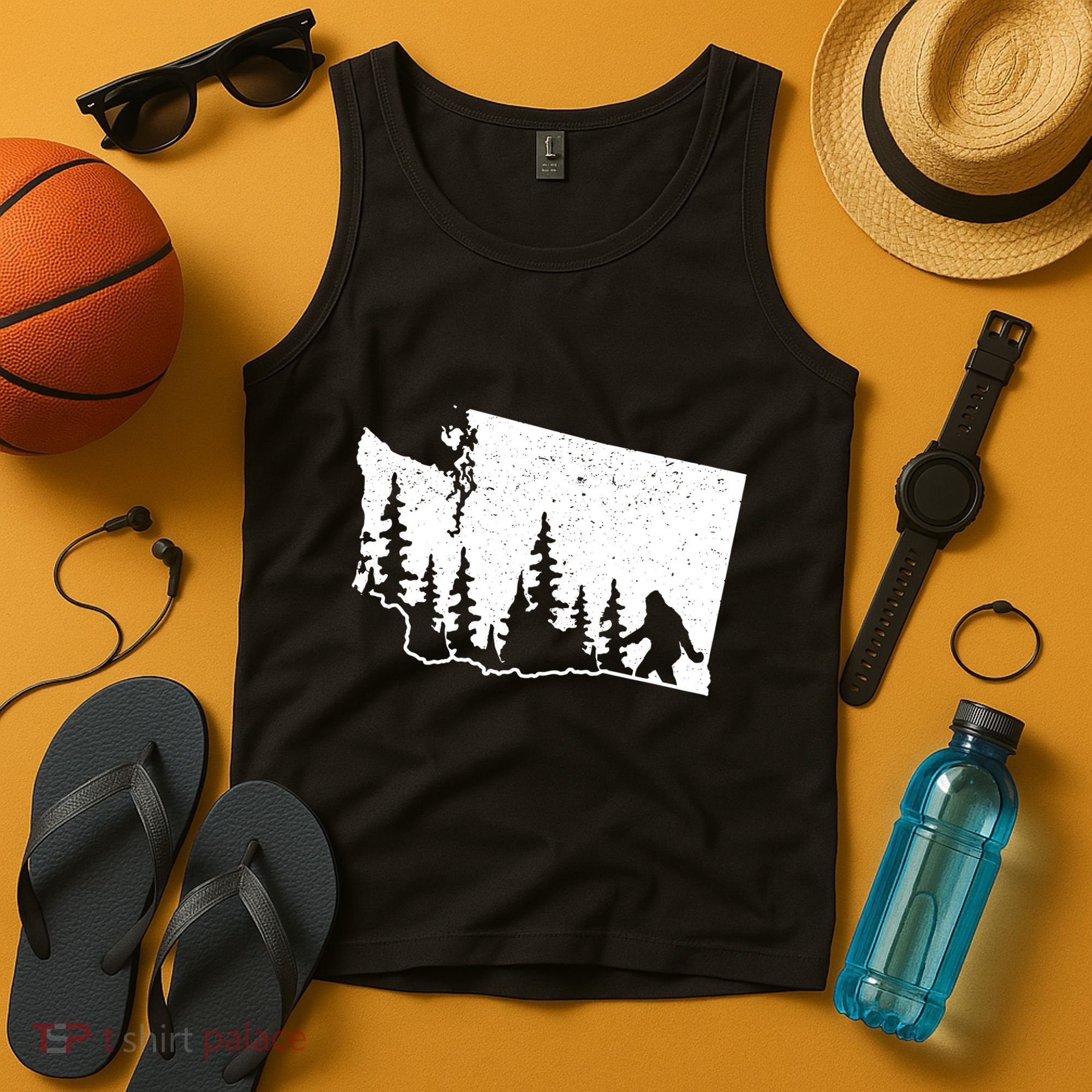 Washington Bigfoot Sasquatch Trees Silhouette State Pride Tank Top