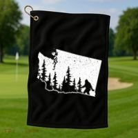 Washington Bigfoot Sasquatch Trees Silhouette State Pride Golf Towel thumb 1