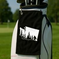 Washington Bigfoot Sasquatch Trees Silhouette State Pride Golf Towel thumb 2