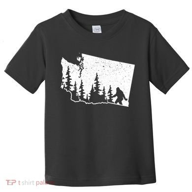 Washington Bigfoot Sasquatch Trees Silhouette State Pride Toddler T-Shirt
