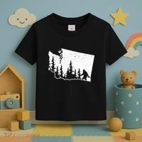 Washington Bigfoot Sasquatch Trees Silhouette State Pride Toddler T-Shirt thumb 3