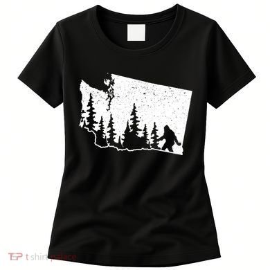 Washington Bigfoot Sasquatch Trees Silhouette State Pride Women's T-Shirt