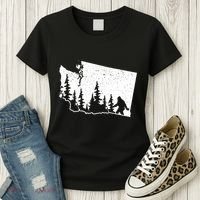 Washington Bigfoot Sasquatch Trees Silhouette State Pride Women's T-Shirt thumb 3