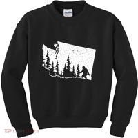Washington Bigfoot Sasquatch Trees Silhouette State Pride Kids Sweatshirt thumb 0