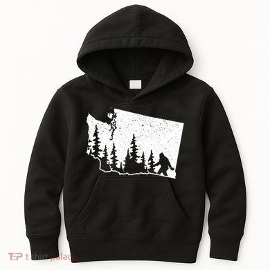 Washington Bigfoot Sasquatch Trees Silhouette State Pride Kids Hoodie