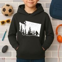 Washington Bigfoot Sasquatch Trees Silhouette State Pride Kids Hoodie thumb 2