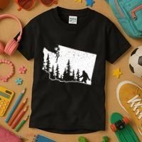 Washington Bigfoot Sasquatch Trees Silhouette State Pride Kids T-Shirt thumb 3