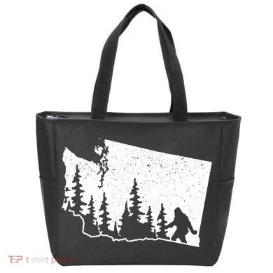 Washington Bigfoot Sasquatch Trees Silhouette State Pride Tote Bag