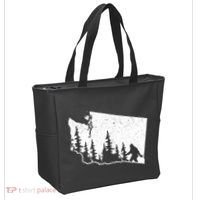 Washington Bigfoot Sasquatch Trees Silhouette State Pride Tote Bag thumb 2