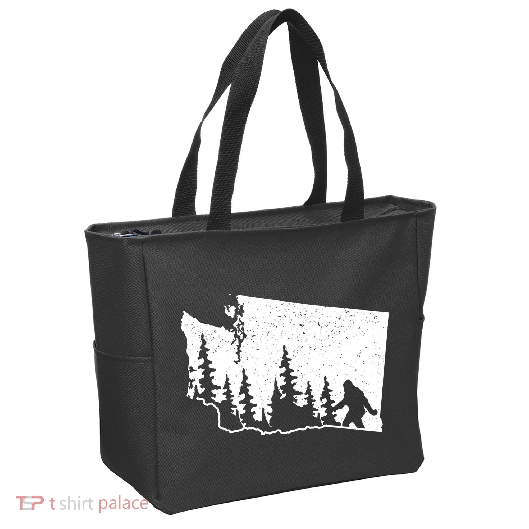 Washington Bigfoot Sasquatch Trees Silhouette State Pride Tote Bag