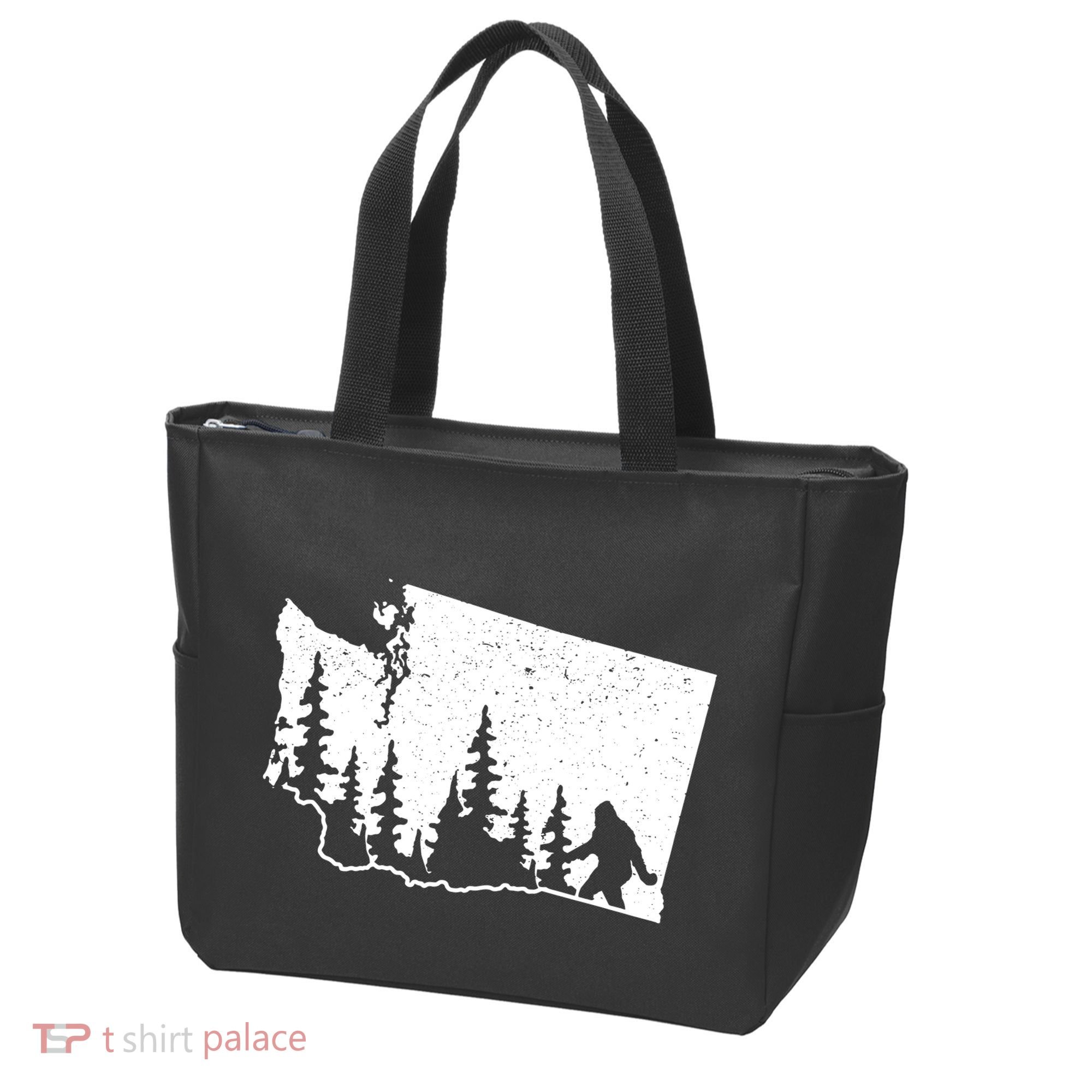 Washington Bigfoot Sasquatch Trees Silhouette State Pride Tote Bag
