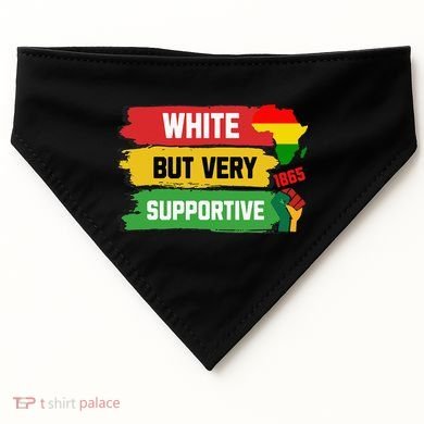 White But Supportive Ally Black History Month Juneteenth USA-Made Doggie Bandana