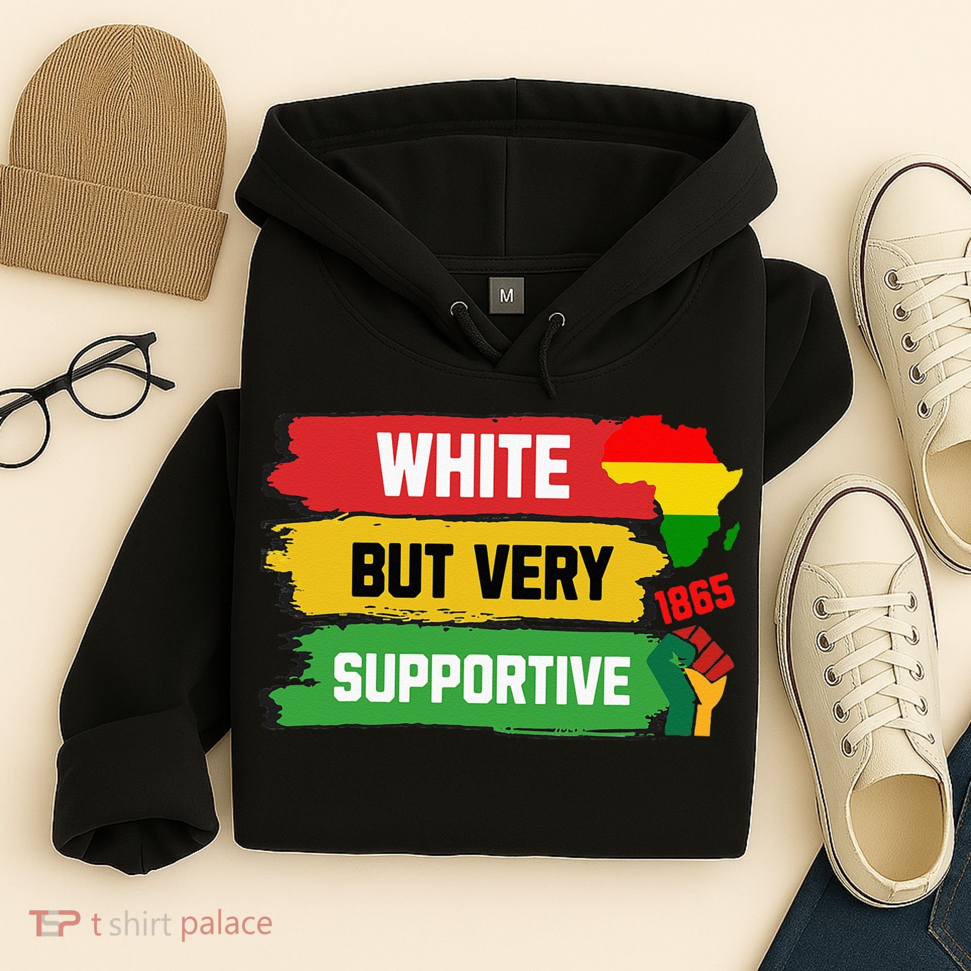 White But Supportive Ally Black History Month Juneteenth Hoodie