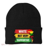 White But Supportive Ally Black History Month Juneteenth Beanie thumb 0