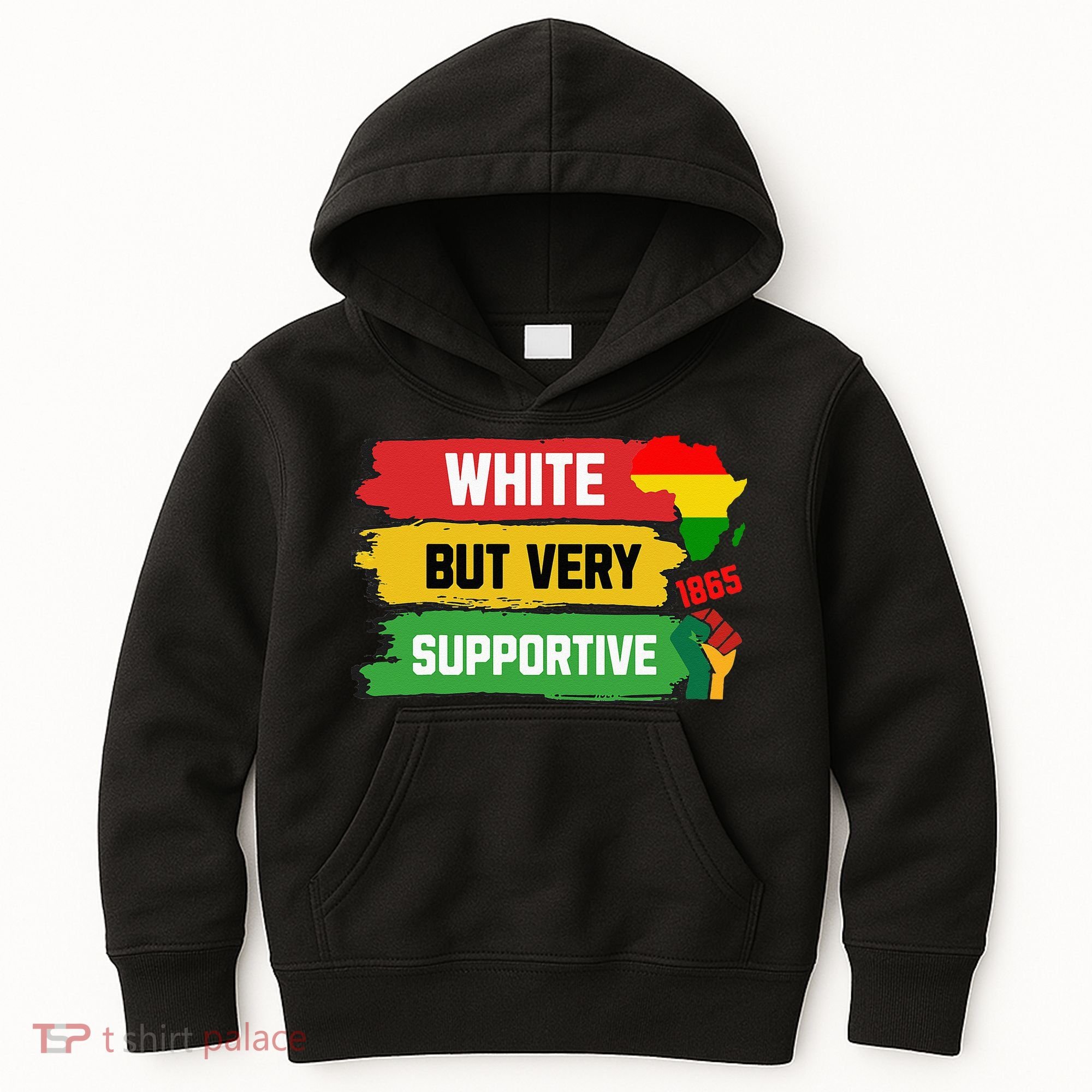 White But Supportive Ally Black History Month Juneteenth Kids Hoodie