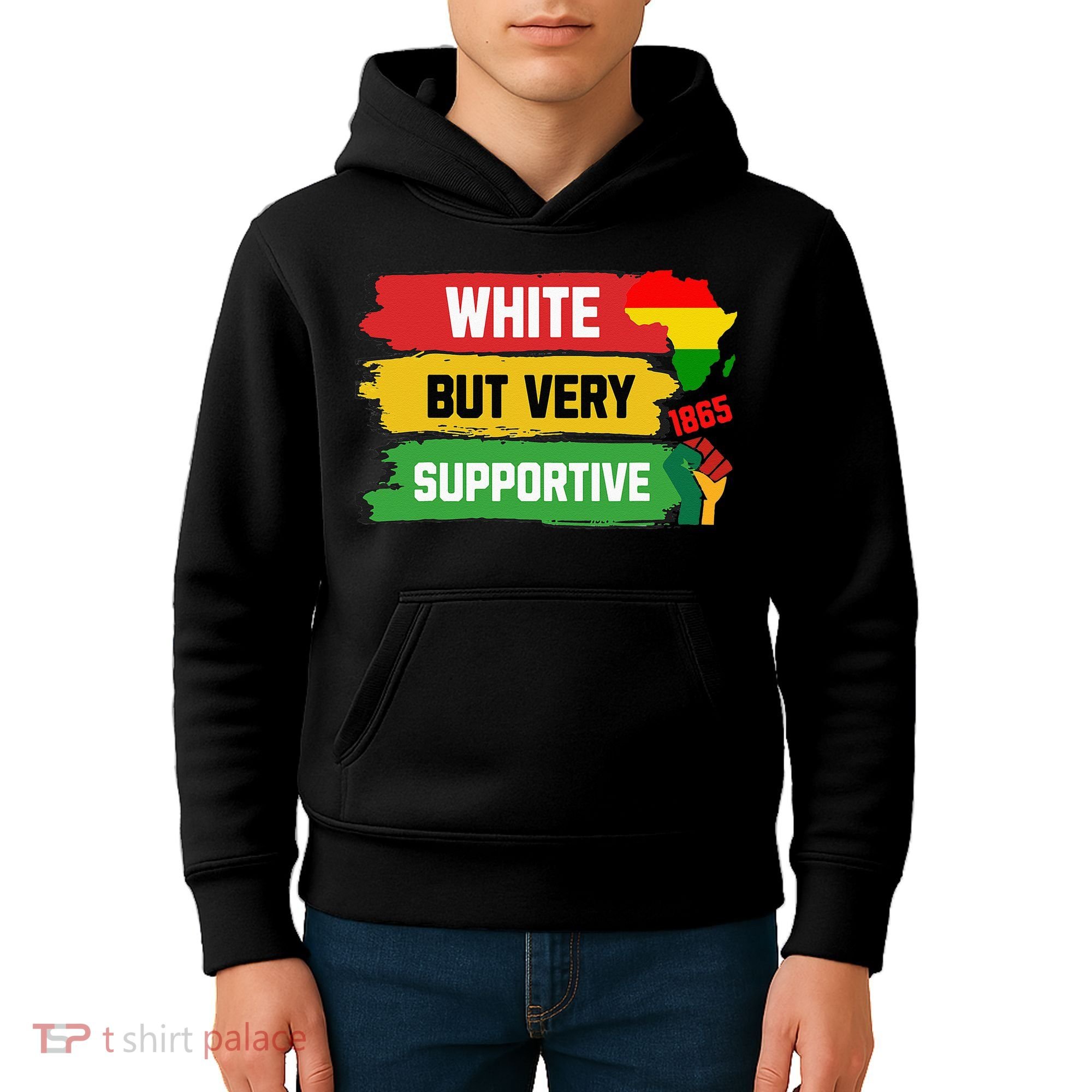 White But Supportive Ally Black History Month Juneteenth Kids Hoodie