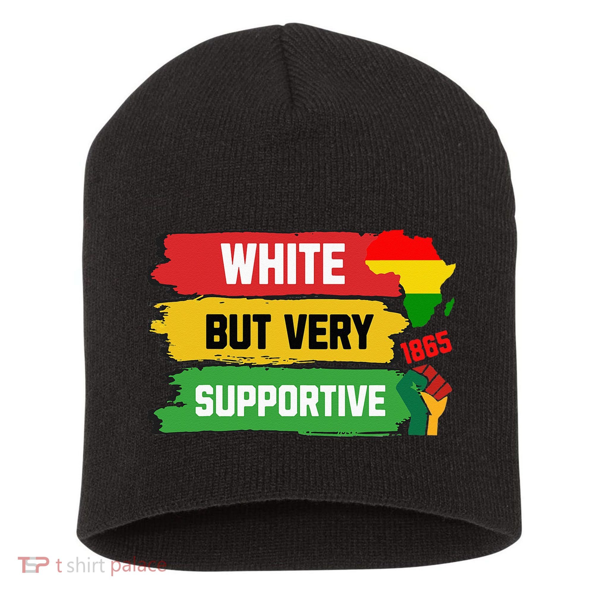 White But Supportive Ally Black History Month Juneteenth Short Acrylic Beanie