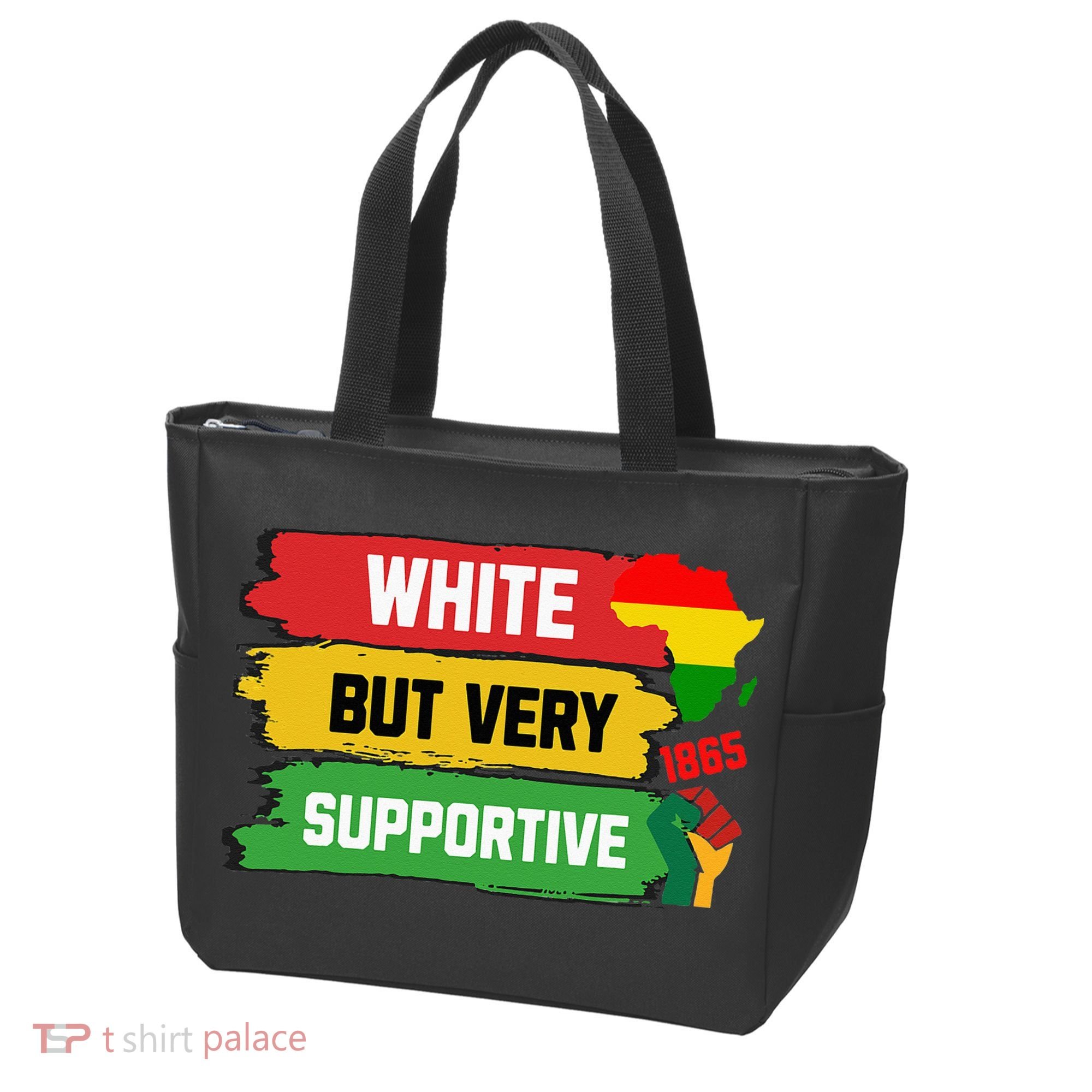 White But Supportive Ally Black History Month Juneteenth Tote Bag