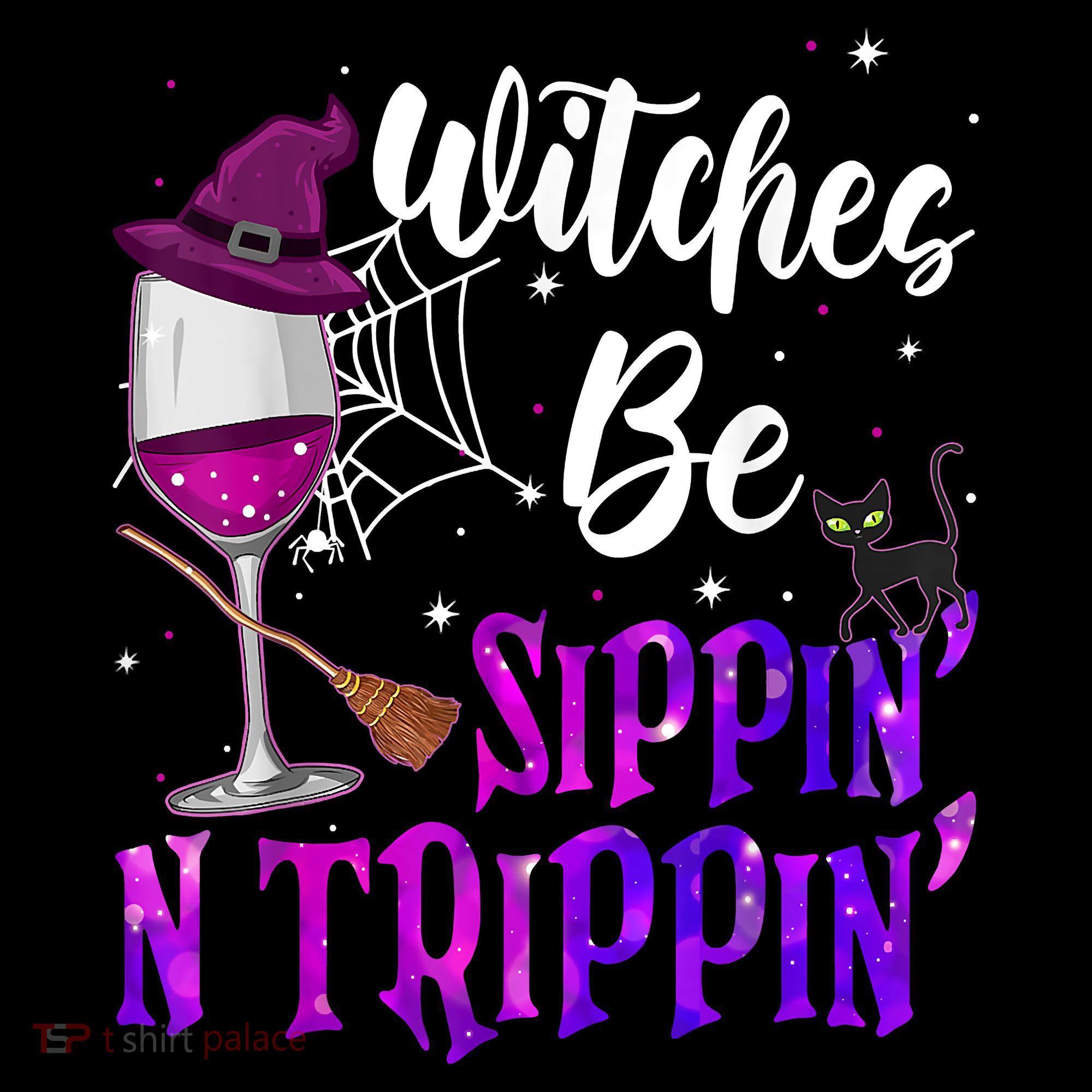 Witches Be Sippin N Trippin Halloween Drinking Funny Black Cat Coffee Mug