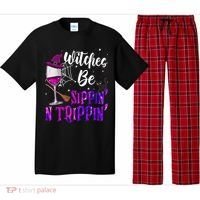 Witches Be Sippin N Trippin Halloween Drinking Funny Black Cat Pajama Set thumb 0