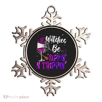 Witches Be Sippin N Trippin Halloween Drinking Funny Black Cat Ornament