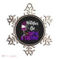 Witches Be Sippin N Trippin Halloween Drinking Funny Black Cat Ornament thumb 0