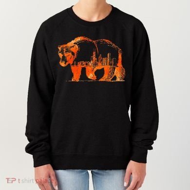 Walking Bear Silhouette Downtown Chicago City Skyline Gift Women's Sweatshirt