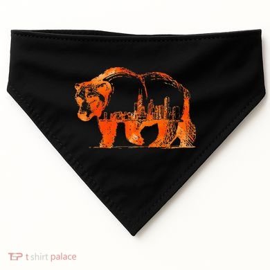 Walking Bear Silhouette Downtown Chicago City Skyline Gift USA-Made Doggie Bandana