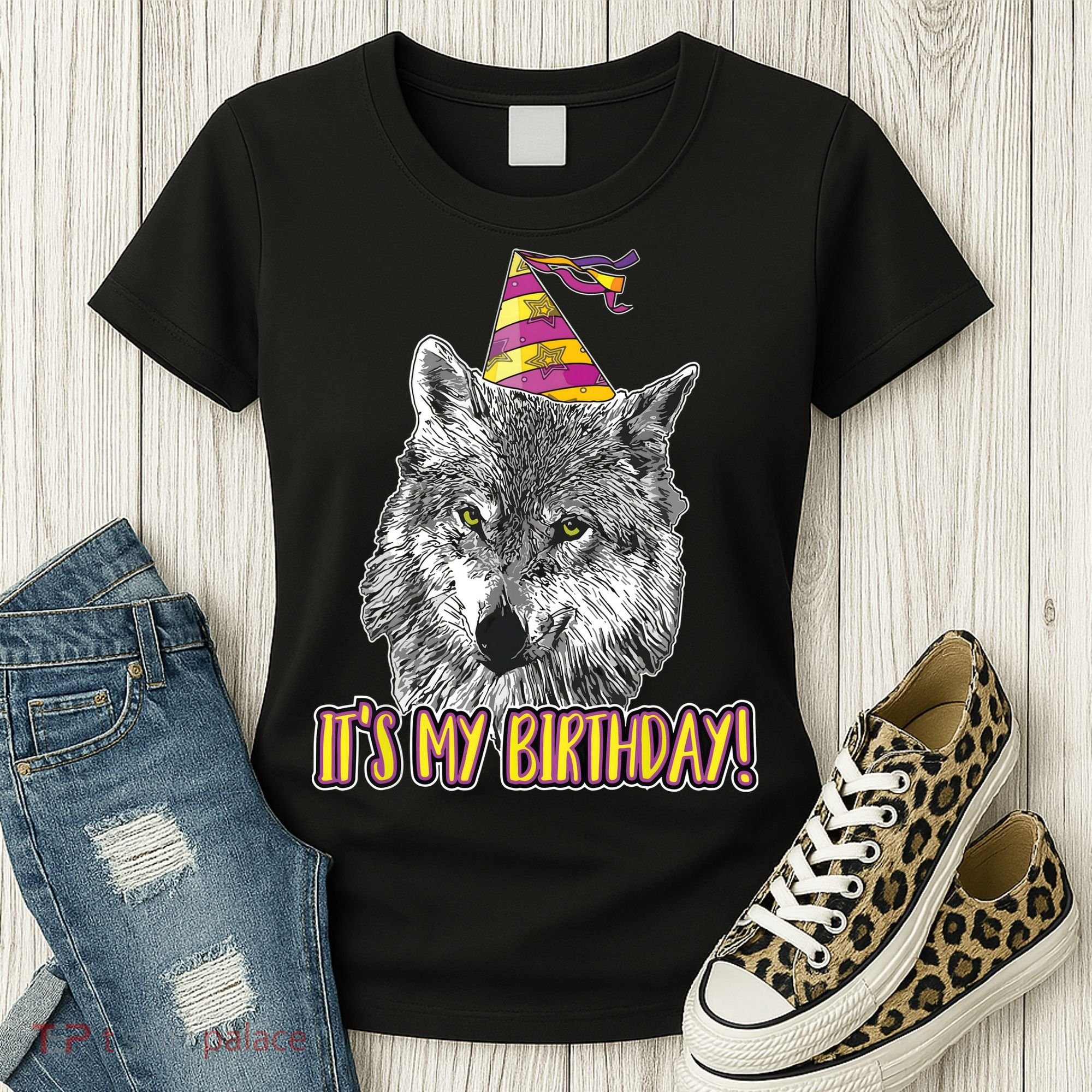 Wolf Birthday Themed Party Wolves Theme Wolf Lover Women's T-Shirt